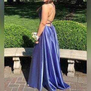 Beautiful blue strappy back Faviana formal. Size 6